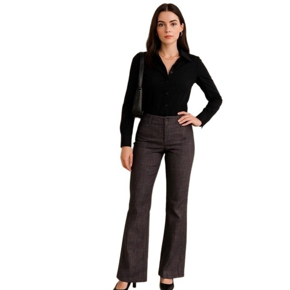 Stooshy Pants Womens 11 Gray Textured Flare Dress Pants Y2K Career Chic Business